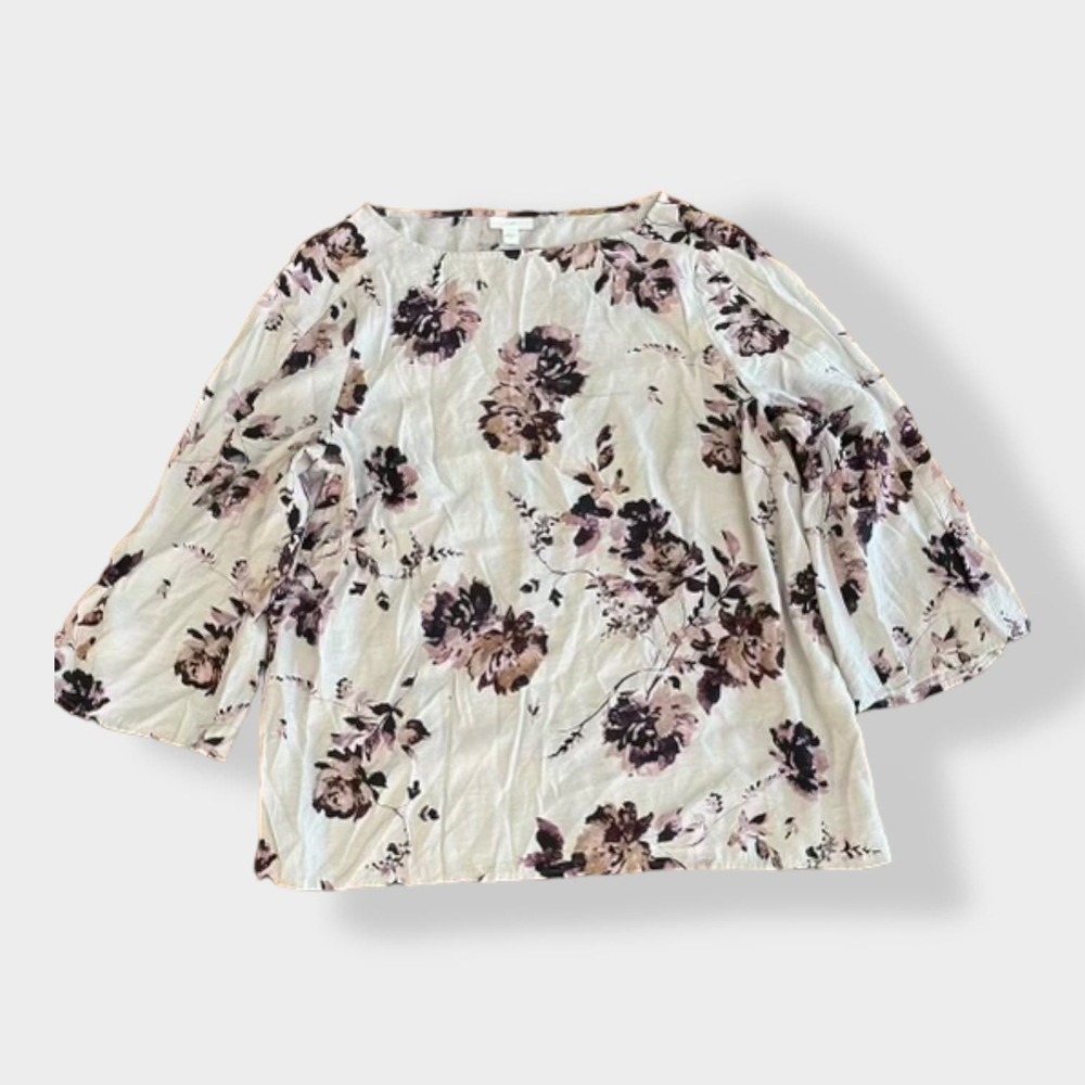 J.Jill Blouse Floral‎ 3/4 Sleeve Size L